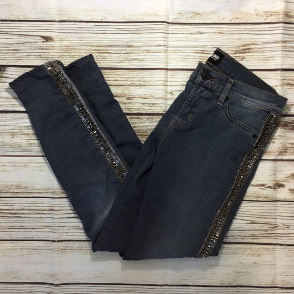 Hudson Jeans Denim - Hudson Luna Crop Super Skinny Embellished Jeans